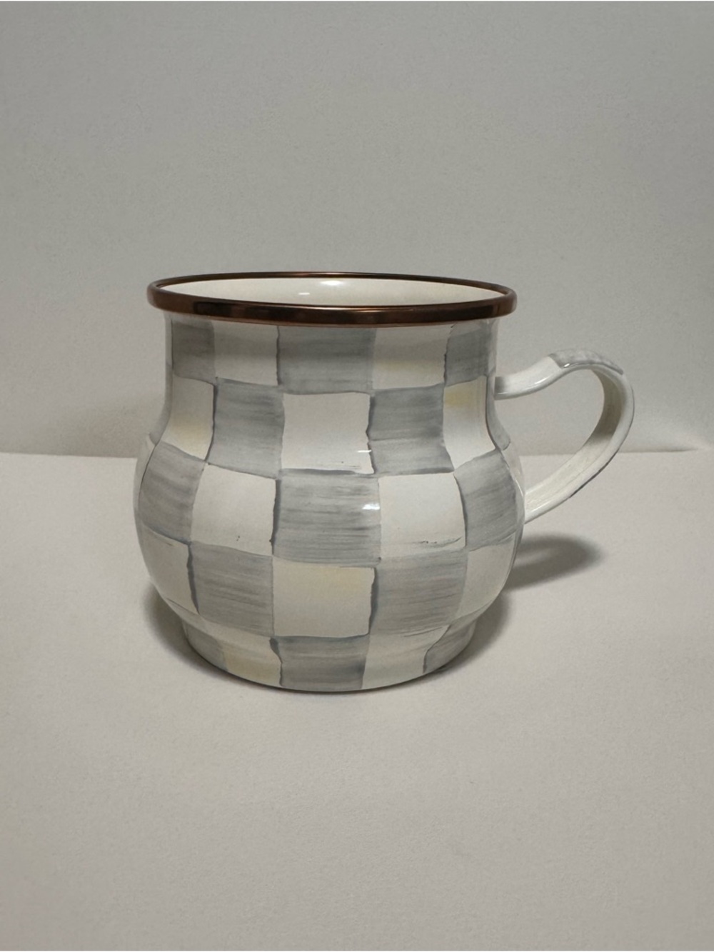 MacKenzie-Childs Sterling Check Enamel Little Creamer